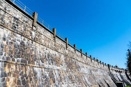 Stone dam of Mseno Reservoir. Jablonec nad Nisou, Czech Republic.の写真素材