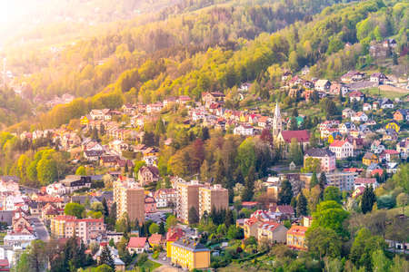 Sumburk - part of Tanvald town in Jizera Mountais, Czech Republic.の写真素材