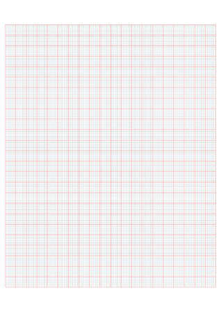 Millimeter grid on A4 size page. Divided by black 1, blue 5 and red 10 mm lines. Sheet of engineering graph paper. Vector illustration.のイラスト素材