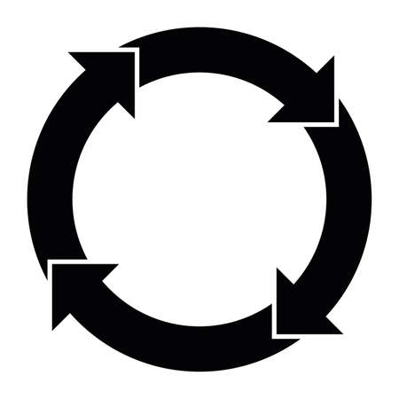 4 arrows in circle. Business infographic diagram of four repeating steps. Simple flat vector illustrationのイラスト素材