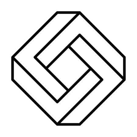 Impossible square icon. Geometric 3D object optical illusion. Vector illustrationのイラスト素材