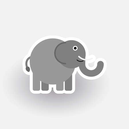 Happy Elephant - funny cartoon animal. Children character. Simple vector illustration with dropped shadow.のイラスト素材