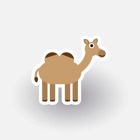 Happy Camel - funny cartoon animal. Children character. Simple vector illustration with dropped shadow.のイラスト素材