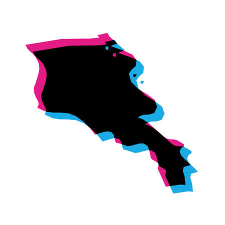 Armenia country silhouette with chromatic aberration effect.のイラスト素材