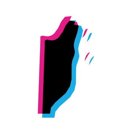 Belize country silhouette with chromatic aberration effect.のイラスト素材