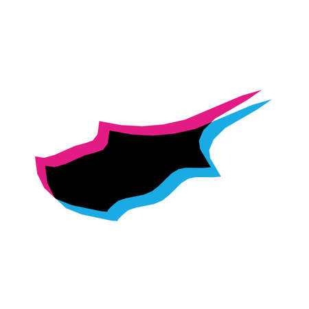 Cyprus country silhouette with chromatic aberration effect.のイラスト素材