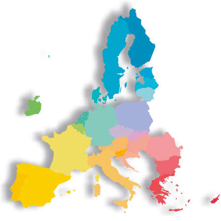 Colorful blank vector map of EU, European Union. Member states after brexit in 2020.のイラスト素材