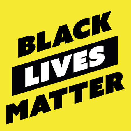 Square high contrast banner of BLM, Black Lives Matter - protest movement against incidents of police brutality and all racially motivated violence against black people. Simple flat vector illustration.のイラスト素材