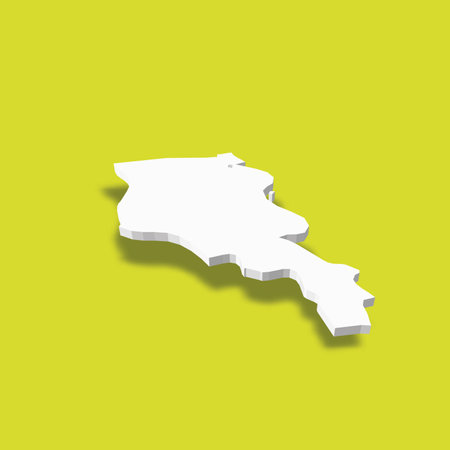 Armenia - white 3D silhouette map of country area with dropped shadow on green background. Simple flat vector illustration.のイラスト素材
