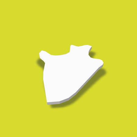 Burundi - white 3D silhouette map of country area with dropped shadow on green background. Simple flat vector illustration.のイラスト素材