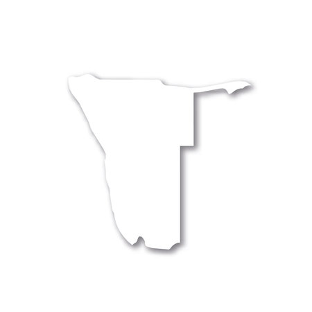 Namibia - white 3D silhouette map of country area with dropped shadow on white background. Simple flat vector illustration.のイラスト素材