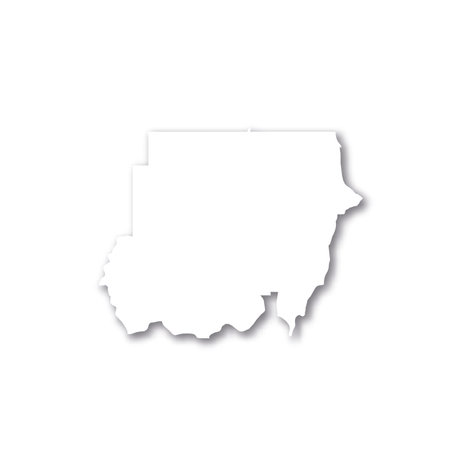 Sudan - white 3D silhouette map of country area with dropped shadow on white background. Simple flat vector illustration.のイラスト素材