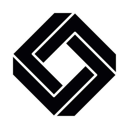 Impossible square icon. Geometric 3D object optical illusion. Vector illustrationのイラスト素材