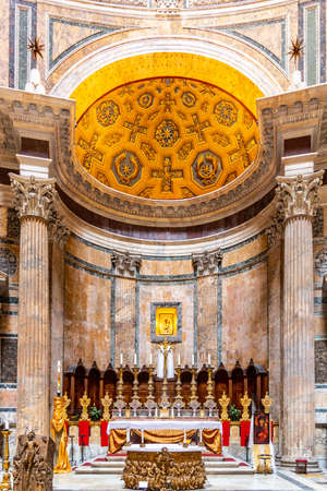 ROME, ITALY - MAY 05, 2019: Decorated altart in Pantheon, Rome Italy.のeditorial素材