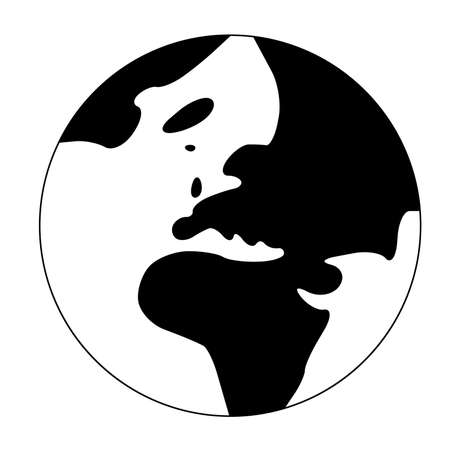 Simplified Earth globe with map of World focused on Europe. Vector illustration.のイラスト素材