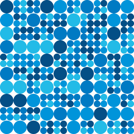 Abstract geometric retro design. Vector dotted seamless pattern in shades of blue.のイラスト素材
