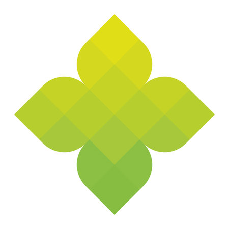 Green pixelized mosaic  design element. Abstract floral shape. Simple flat vector graphic symbol