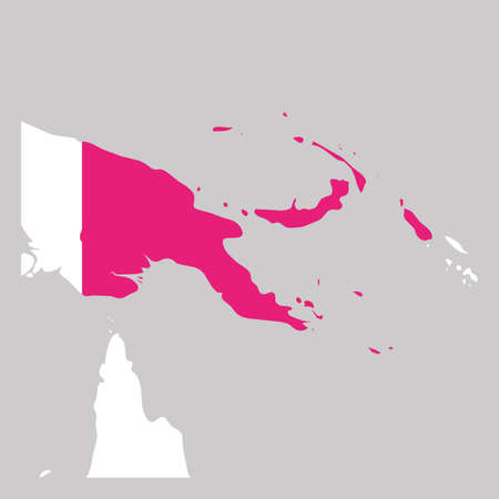 Map of Papua New Guinea pink highlighted with neighbor countriesのイラスト素材