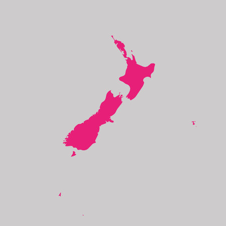 Map of New Zealand pink highlighted with neighbor countriesのイラスト素材