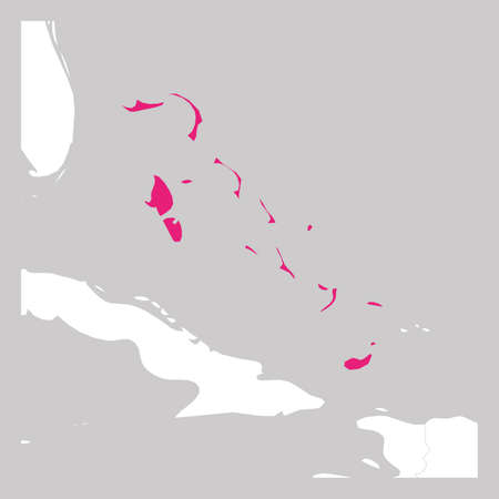 Map of The Bahamas pink highlighted with neighbor countriesのイラスト素材