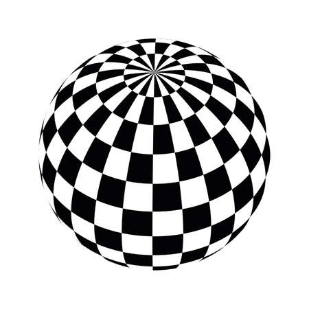 Checkered globe in black and whiteのイラスト素材
