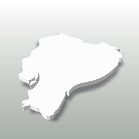 Ecuador - white 3D silhouette map of country area with dropped shadow on grey background. Simple flat vector illustrationのイラスト素材