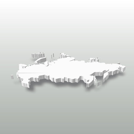 Russia - white 3D silhouette map of country area with dropped shadow on grey background. Simple flat vector illustrationのイラスト素材