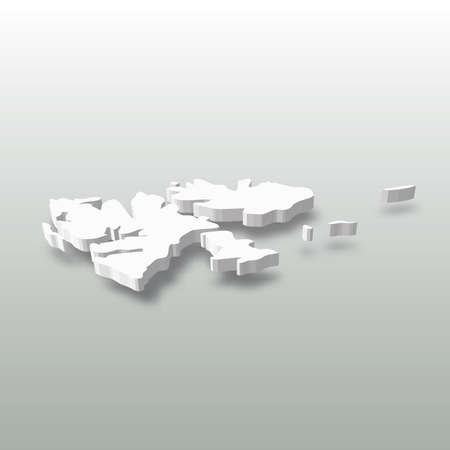 Svalbard islands - white 3D silhouette map of country area with dropped shadow on grey background. Simple flat vector illustrationのイラスト素材