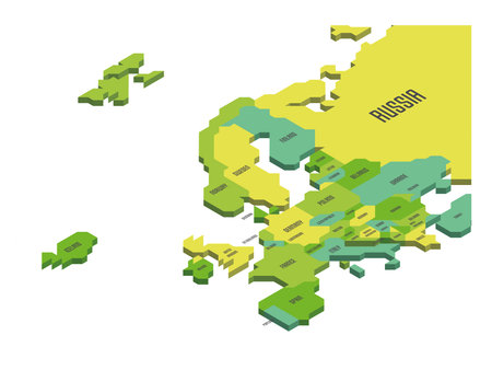 Isometric political map of Europeのイラスト素材