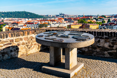 PRAGUE, CZECH REPUBLIC - MAY 21, 2020: Artistic refief map of Prague at lookout point on Vysehrad. Prague, Czech Republicのeditorial素材