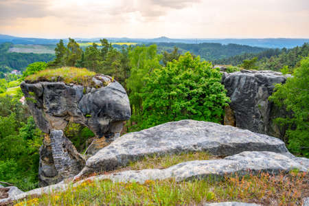 Rotstejn castle ruins in sandstone rock formationの写真素材