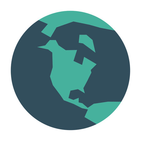 Simplified Earth globe with map of World focused on North America. Vector illustration.のイラスト素材