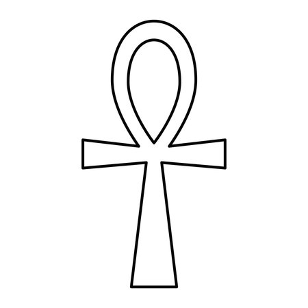 Ankh or Key of Life. Egyptian hieroglyphic symbol of life. Simple flat black outline vector icon.のイラスト素材