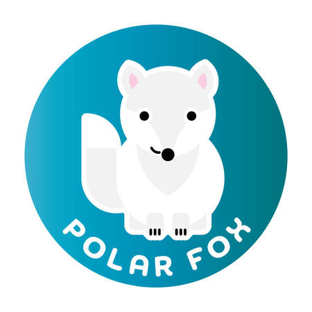 Happy Arctic Fox - funny cartoon animal. Children character. Simple vector illustration with dropped shadow.のイラスト素材