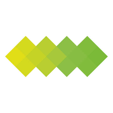 Green pixelized mosaic logo design element. Abstract shape of multiple squares. Simple flat vector graphic symbolのイラスト素材