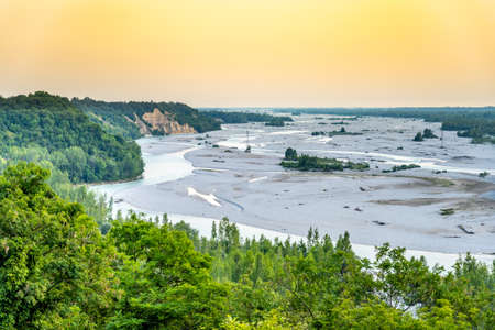 Wide valley of Tagliamento Riverの写真素材