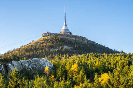 Virive Rocks and Jested Mountain in autumn timeの写真素材