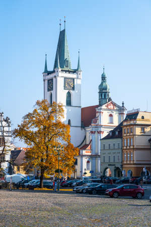 LITOMERICE, CZECH REPUBLIC - OCTOBER 28, 2021: Peace Square, Czech: Mirove namesti, in Litomerice on sunny autumn day. Czech Republicのeditorial素材