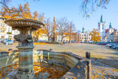LITOMERICE, CZECH REPUBLIC - OCTOBER 28, 2021: Peace Square, Czech: Mirove namesti, in Litomerice on sunny autumn day. Czech Republicのeditorial素材
