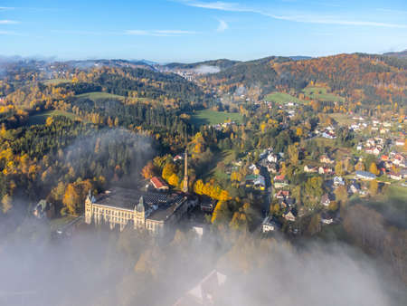 Colorful autumn forested mountain landscapeの写真素材