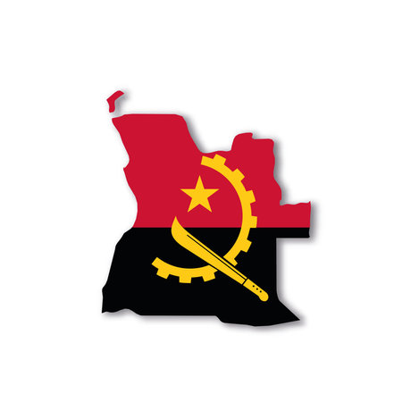 Angola national flag in a shape of country mapのイラスト素材