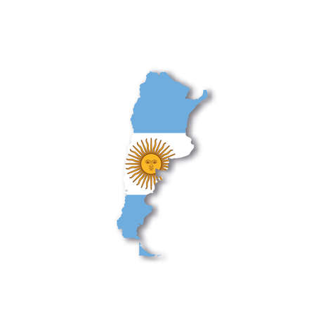 Argentina national flag in a shape of country mapのイラスト素材