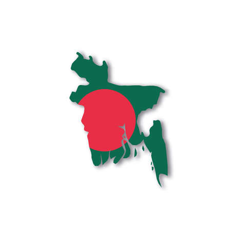 Bangladesh national flag in a shape of country mapのイラスト素材