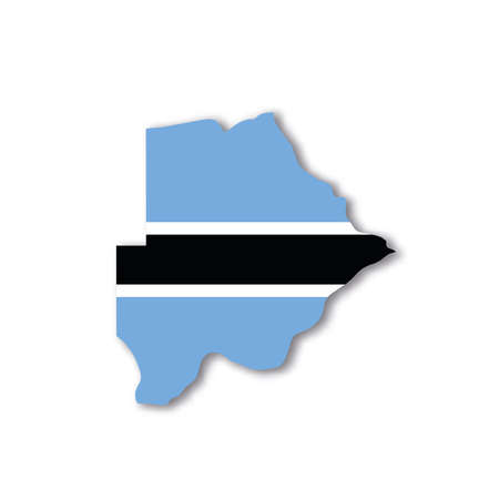 Botswana national flag in a shape of country mapのイラスト素材