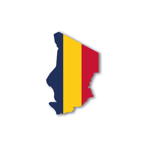 Chad national flag in a shape of country mapのイラスト素材