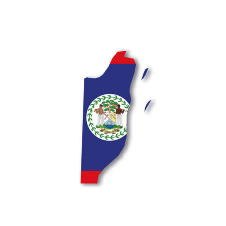 Belize national flag in a shape of country mapのイラスト素材