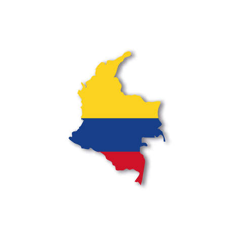 Colombia national flag in a shape of country mapのイラスト素材