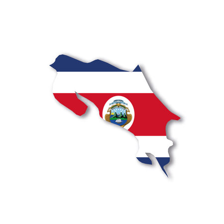 Costa Rica national flag in a shape of country mapのイラスト素材