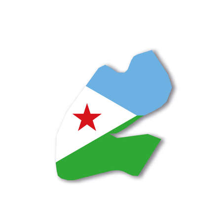 Djibouti national flag in a shape of country mapのイラスト素材