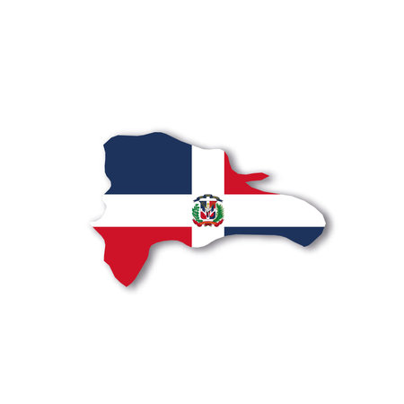 Dominican Republic national flag in a shape of country mapのイラスト素材